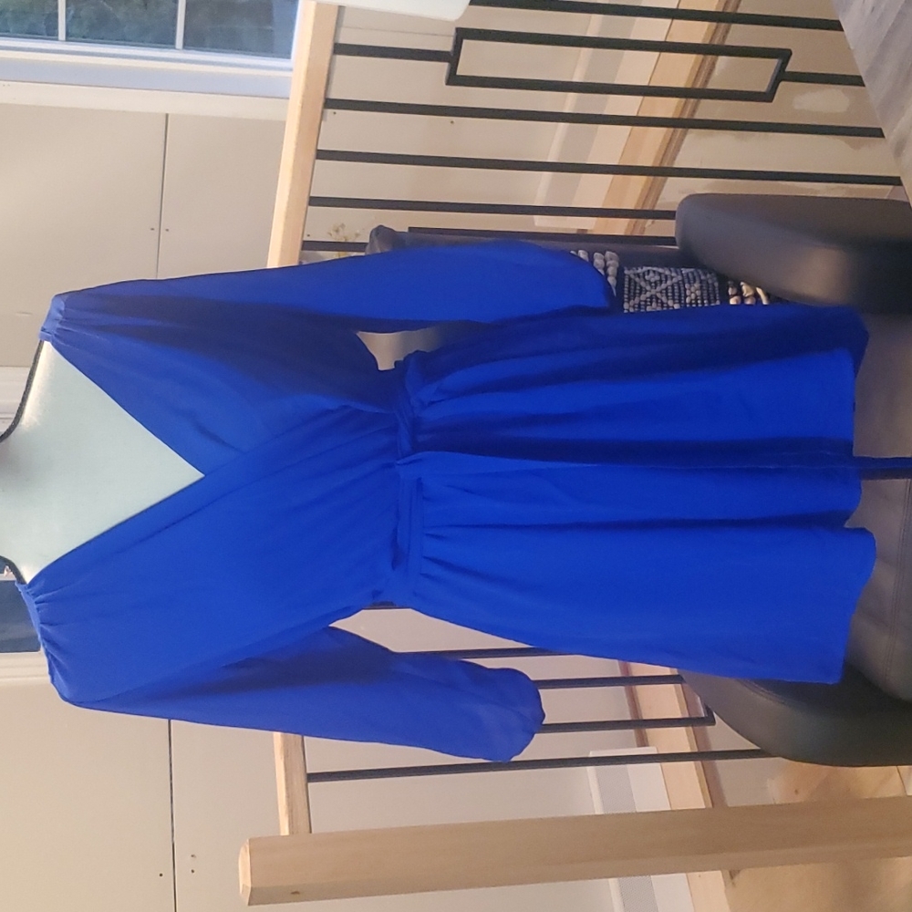 Beautiful bold blue 3/4 sleeve dress